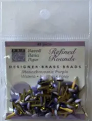 MONOCHROMATIC PURPLE ROUND Refined Metal Brad(48pc)Bazzill•Split-pin•Card Making