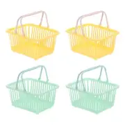 4PCS Mini Shopping Baskets with Handles Small Tiny Baskets, Yellow Green