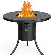 [BALI OUTDOORS] Outdoor Propane Fireplace Outdoor Campfire Black Round Patio Table