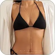 [CJIAYUJEW] Body Chains for Women Gold Body Chain Bikini Bra Chain Sexy Chain Bra Lingerie Summer Beach Rhinestone Body Jewelry for Women