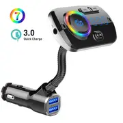 QC3.0 Bluetooth 5.0 FM Transmitter Dual USB Fast Charge Mp3 Player-Black