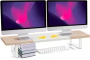Dual-Monitor-Stand-Riser-For-Desk Adjustable Length 32-40 Inch，Large Desktop Com
