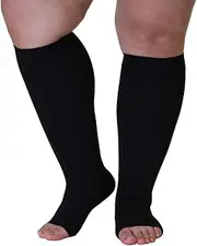 LI FITNESS Medical Compression Socks for Men Women 20-30mmhg Plus Size S-7XL Extra Wide Calf Open Toe Graduated Support Knee-High Compression Stockings for Pregnant Travel Sports Swelling Circulation