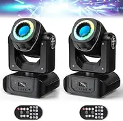2PCS Moving Head Disco Lights,Strobe Spot LED Stage Light,Mini Stage Spot Lamp with DMX Controller, Remote Control,Dithering & Rotation Speed Adjustable,for Parties(60W)