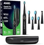 AGARO Cosmic Plus Sonic Electric Tooth Brush for Adults with 5 Modes, 5 Brush Heads, 1 interdental Head and Rechargeable with 4 Hours Charge Lasting up to 25 Days (Black)