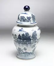 Zeckos AA Importing 59734 Blue And White Ginger Jar With Lid