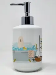 South Russian Sheepdog in Bathtub Ceramic Soap Dispenser Hand Soap Dispenser