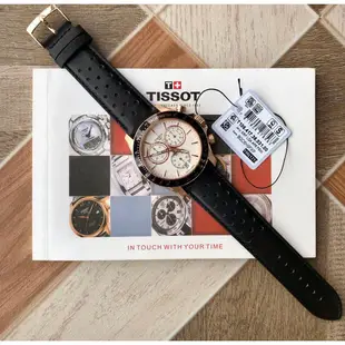 TISSOT V8系列 白色面錶盤 黑色皮革錶帶 石英 三眼計時 男士手錶T1064173603100