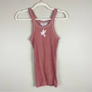 One Teaspoon Women Small Red Ochre Bower Bird Singlet Tank Top Shirt Stretchy
