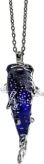 [We Are Handmade Jewelry Art Glass Blown] Handmade Whale Shark Art Glass Blown Ocean Animal Figurine Glass Pendant Necklace Jewelry - Model Y2017