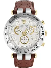 Versace Chronograph VEJB00122 Grey Dial Brown Leather Mens Watch