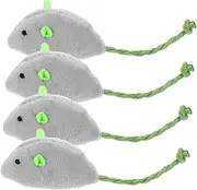 VILLFUL 4pcs Plush Rat for Cats Dogs Realistic Simulation Mouse with Tail Safe Durable Material for Exercise and Interactive Play Stimulates Natural Hunting Instincts