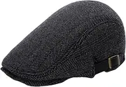 [WESIEVYA] Adjustable Woolen Beanie for Men Vintage Beret Peak Cozy Beret Hat for Autumn Casual Grey