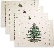 Avanti Linens Spode - Placemats, Holiday Kitchen Accessories, Christmas Home Decor, Set of 4 (Spode Christmas Tree Collection), Ivory
