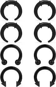 [Uqnwbdq] 14G 12G 8G 6G 4G 2G Large Septum Rings Stretching Kit Gauges Earrings Hoops 316L Surgical Steel Septum Pincher Tapers Plastic PA Ring Piercing Jewelry for Women Men 10mm 12mm 16mm