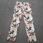 Krazy Larry Leggings Womens 2 White Abstract Pants Stretch Performance Pull On