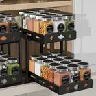Pull Out Spice Racks for Inside Cabinets, 2-Tier Cabinet Spice Rack Organizer...
