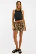 Brown Animal Print Shorts Low Rise - Size 16XL, Women's Shorts
