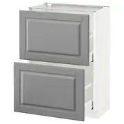 METOD base cabinet with 2 drawers, white Maximera/Bodbyn grey, 60x37x80 cm