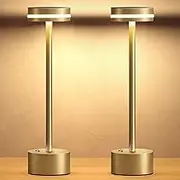CyperEver 2 Pack Rechargeable Table Lamp - Portable Cordless Table Light with Rechargeable Battery, 3 Colors Battery Operated Touch Lamp - Wireless LED Table Lamp for Outdoor, Bedroom, and Home Use