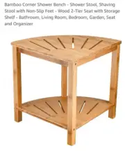 Corner Spa Shower Bench Seat with Storage Shelf Non-Slip Bamboo Stool NIB.