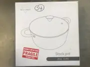 Stock Pot Nonstick 6 Quart Sky Light Altay 11491W Tempered Glass Lid