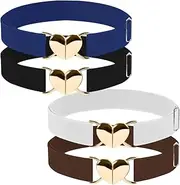 [YYOUALS] 2Pcs Elastic Waist Belts for Girls, Heart Buckle, Stretchy Adjustable Girls Belt Fits Dress, Jeans, Pants, Blue