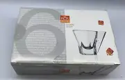 RCR Crystal Tea/Coffee Cups (6) Square Bottom Unique Handles Italy 3" Tall NEW!