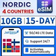 Nordic eSIM - 10GB High-Speed, 15 Day Telenor /Travel SIM