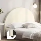 Teddy Luxore Linen Fabric Round Headboard | Cushioned Beige Upholstered Linen...