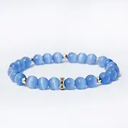 [IBOWZ] Crystal Bracelet Bead Bracelets Charm Bracelets for Womens, 7 Chakra Natural Stone Beads Blue Opal Elastic Bangle Golden Jewelry Yoga Energy Balance Pray Protection Charm Diffuser Women BRAC