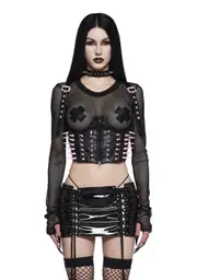 [Dolls Kill] Steel Gaze Underbust Corset - Pink (Fairfax)