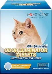 HONEY CARE All-Absorb Cat Litter Odor Eliminator Tablets 丨 Refresh Smell Long-Lasting Scent Away - Jasmine Fragrance (10pcs/Box=4-10 Weeks), Blue
