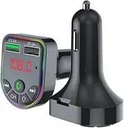 AIMALL Bluetooth Car FM Transmitter with RGB Light, MP3 Player, Hands-Free Calling, Dual USB Quick Charger, Supports U Disk/TF Card Playback