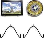 2 Pack Adjustable Plate Hangers,Wall Mount Plate Display Stands Holders, Black Metal Display Rack for Bowls, Platters, Decorative Plates, and Artwork - Hardware Included - No Plates