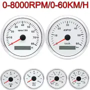 6 Gauge Set 85mm GPS Speedometer 60km/h Tachometer&52mm Fuel Temp Oil Press Volt