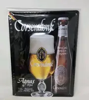 CORSENDONK ROUSSE BEER SIGN TIN TACKER BELGIUM PROMO SIGN 15x12