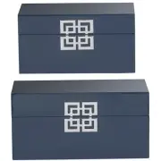 A&B Home 44574-BLUE-DS Anita 13.6 X 7.5 inch Blue Box, Set of 2