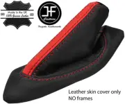 BLACK & RED STRIPE TOP GRAIN LEATHER HANDBRAKE GAITER FITS PEUGEOT RCZ 09-16