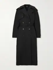 [Balenciaga] Balenciaga - Hourglass Oversized Double-breasted Wool And Cotton-blend Trench Coat - Black - FR 38 FR 38 Black