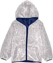 [GuoChe] Boys Sherpa Jacket Artistic Swirl Lines Grey Toddler Boys Jacket Navy Blue Winter Baby Boy Clothes 3T