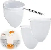 WMKGG Ultra Fine Mesh Strainer Bags,Cheese Cloth Bag for Straining, with Stainless Steel Handle Frame for Juices,Nut Milk,Fresh Cheese,Yogurt (Small Size)