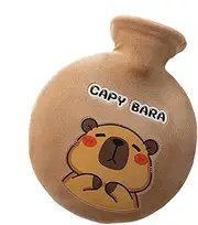 Hot Water Bottle with Plush Cover, 700ml Hot Water Bottle, Cute Capybara Hand Warmer, Cartoon Hot Water Bottle Sleeve, Plush Cover Hot Water Bag, Capybara Hand Warmer Bag
