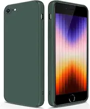 GiiYoon Silicone Case Compatible with iPhone 7/8/SE, Full Body Silky Soft Touch Phone Case with Camera Protection, Shockproof Cover with Microfiber Lining, Green