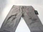 True Religion Geno Gray Relaxed Slim Distressed Ripped Denim Jeans 31 X 32
