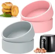 LeoLeoyy 4Pcs Air Fryer Egg Moulds, 4inch Air Fryer Egg Poacher, Food Grade Silicone Ramekins, Temperature Resistant Non-Stick Air Fryer Egg Dish，Egg Poacher Cups