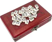 Mahjong Tiles Chinese Mahjong Set Portable Mini Mahjong Set Game Toys Travel Mahjong Gifts Set Mahjong Cards for Travel Family Leisure Entertainment Chinese Mahjong