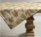 Pottery Barn Rustic Leaves Cotton Linen Tablecloth Table Throw 50x50 in Fall NWT