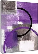 LB Purple Abstract Wall Art for Bathroom Modern Aesthetic Grey and White Canvas Wall Art Wall Paintings Home Decor Geometric Wall Pictures for Living Room Bedroom Office Ready To Hang,12x16 Inch