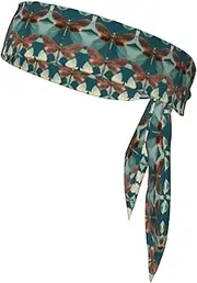 Dragonfly and Lotuses Sports Strap Double-Sided Headscarf Men's Bow Tie Sports Headscarf Running Yoga Exercise Headband